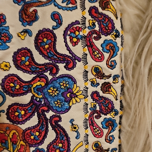 Hippie Shake Kozmic Blues Embroidered Vest with Faux Fur - Picture 4 of 10